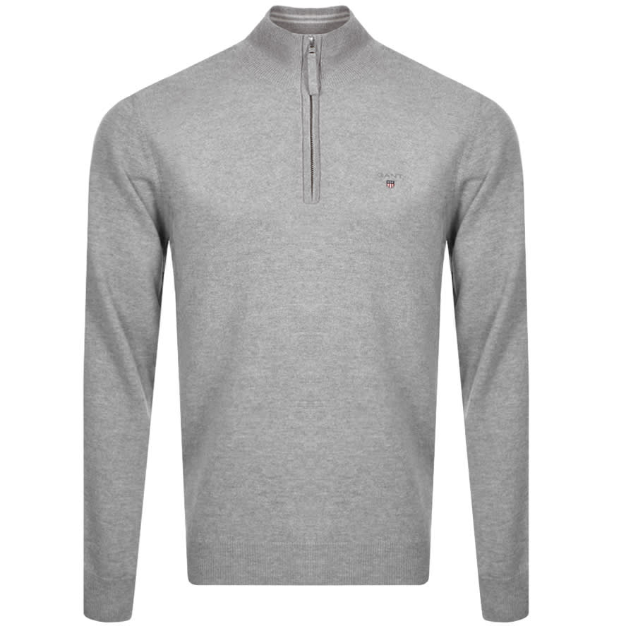 Alternative Image for ProductGant Half Zip Super Fine Knit Jumper Grey1